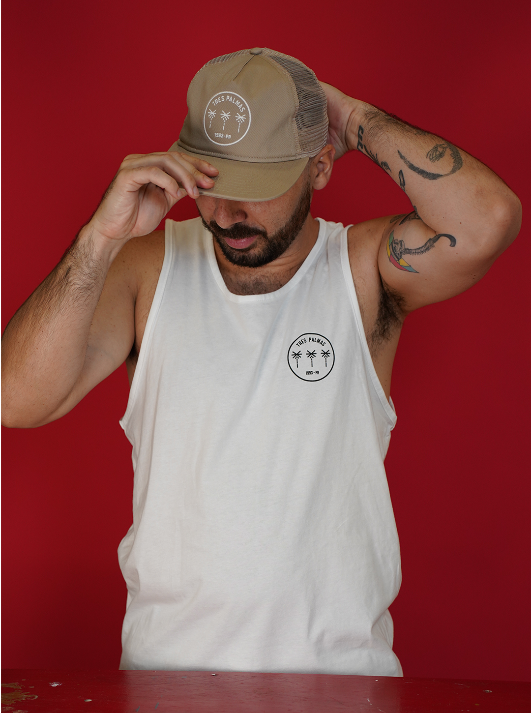 Tres Palmas Minimal Tank Top (White)