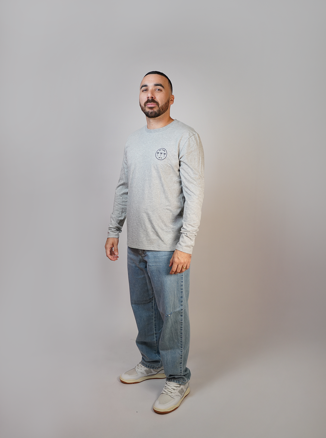 Tres Palmas Minimal Long Sleeve Tshirt (Heather Grey)