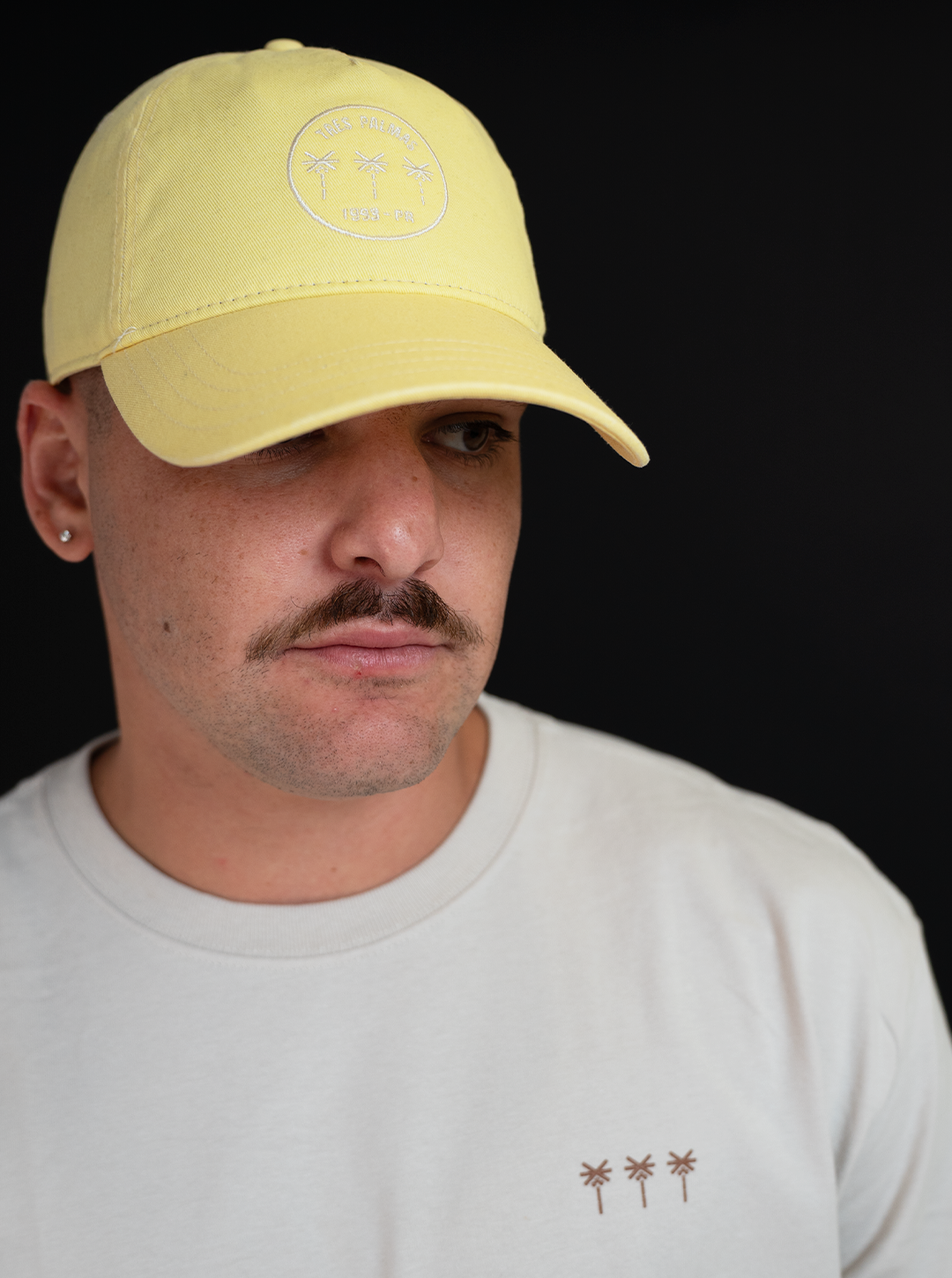 Tres Palmas Minimal | Vintage Dye Trucker Hat (Nugget Cream)